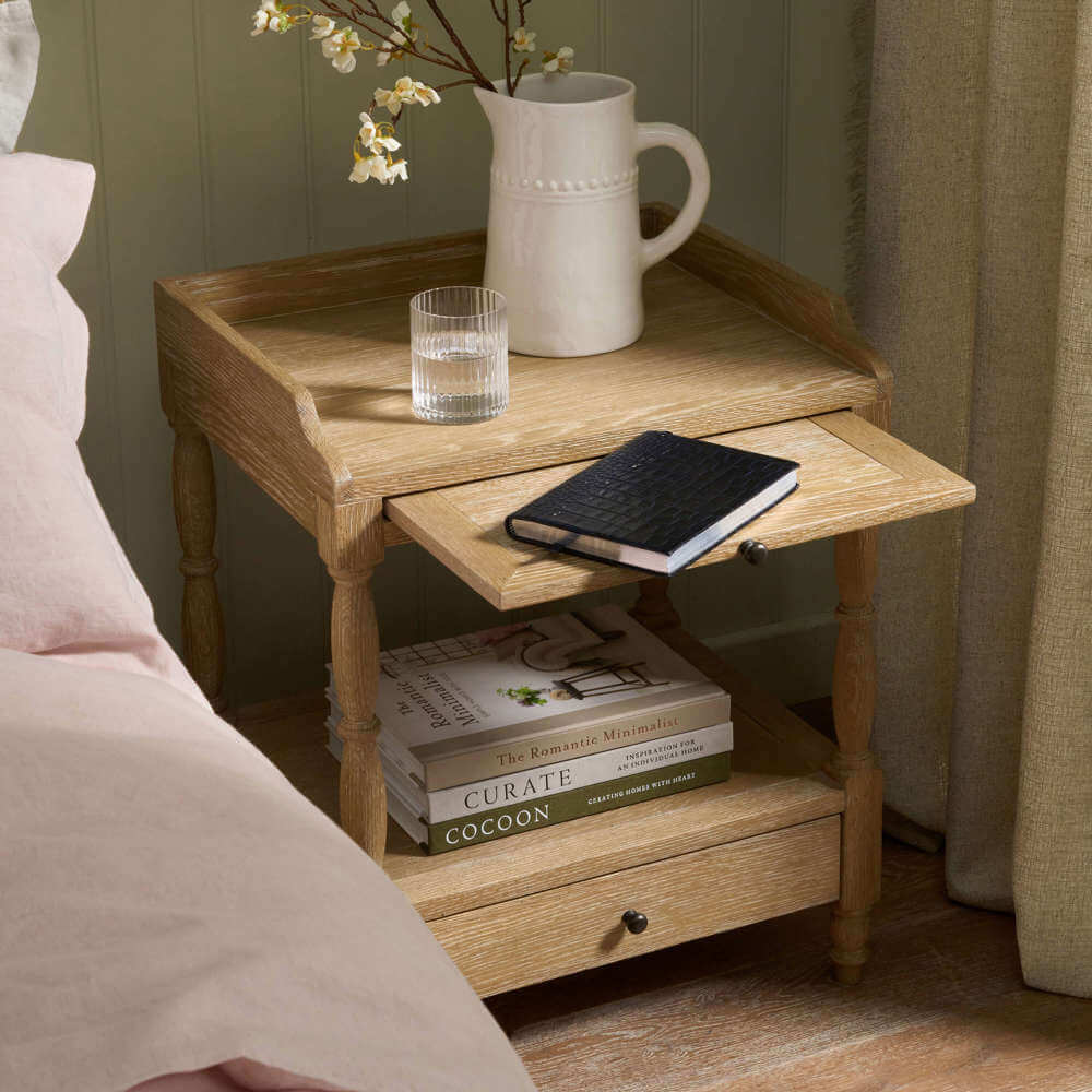 Lyon Bedside Table, Weathered Oak
